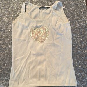 Michelle Nicole white tank w embellished heart